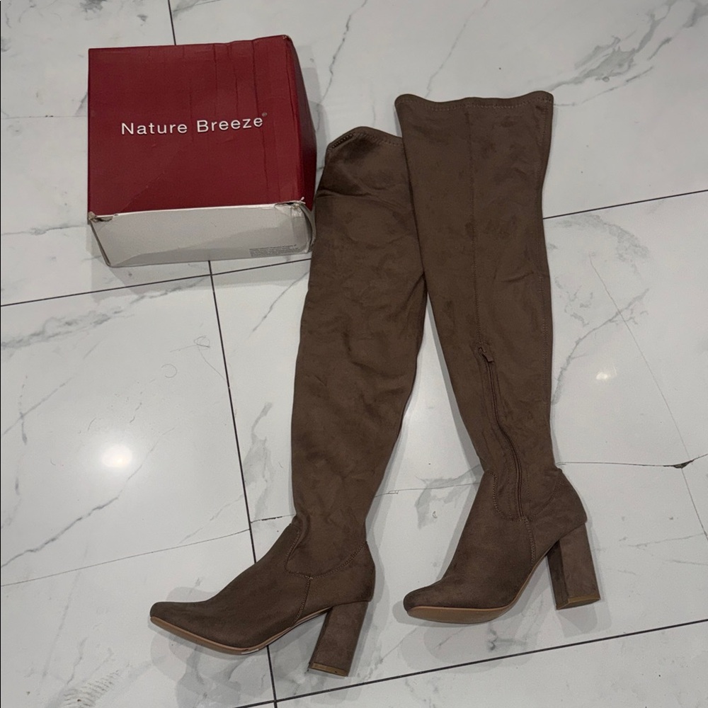 Nature Breeze Women's Tan Over-the-Knee Boots